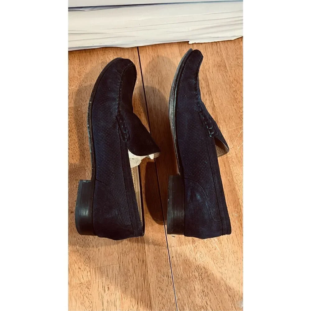 Bally Desta Blue Suede Loafers Shoes Mens Size 40 US 7